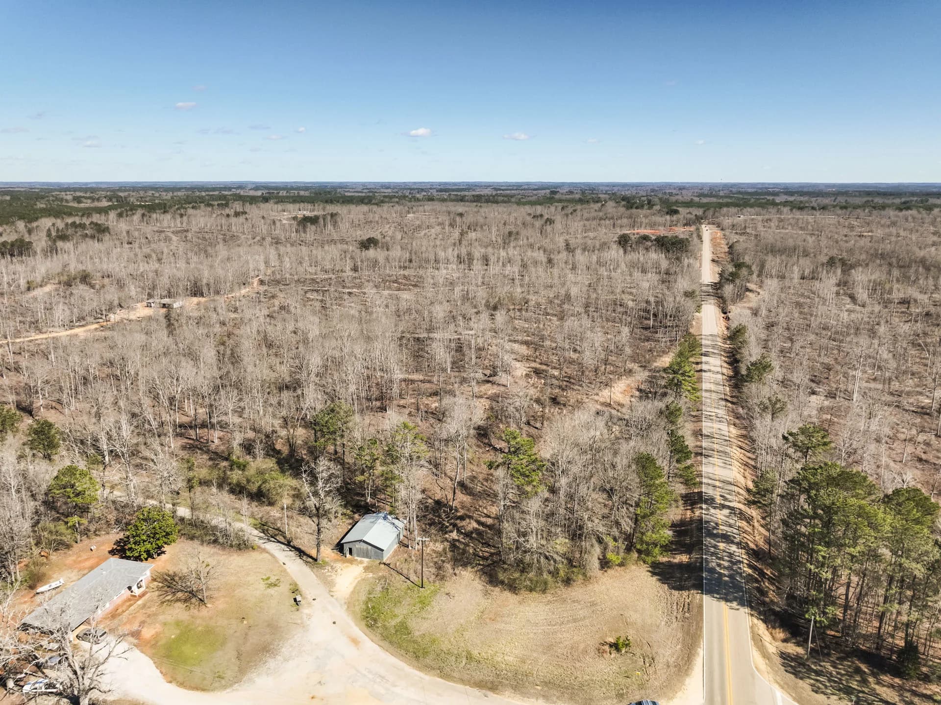 10 acres of vacant land for sale in New Site, Mississippi - aerial view of land parcel
