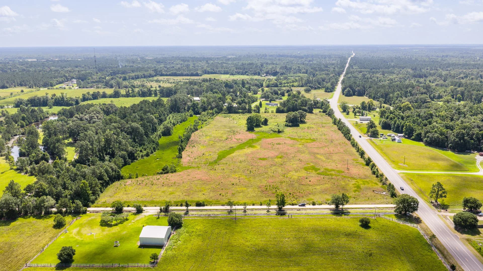 5 acres of vacant land for sale in Reeves, Louisiana - aerial view of land parcel
